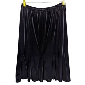 VINTAGE Patra Black Velvet Midi Length Skirt Size L